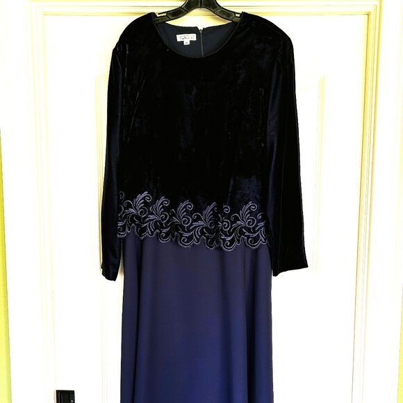 Talbot's 18 Long Evening Dress Midnight Blue - Picture 1 of 10